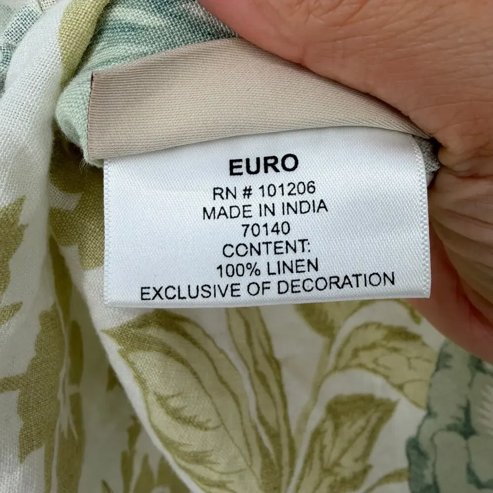 Soft Surroundings Linen Euro Pillow Covers Floral Ruffle Pair 2 Button Closure